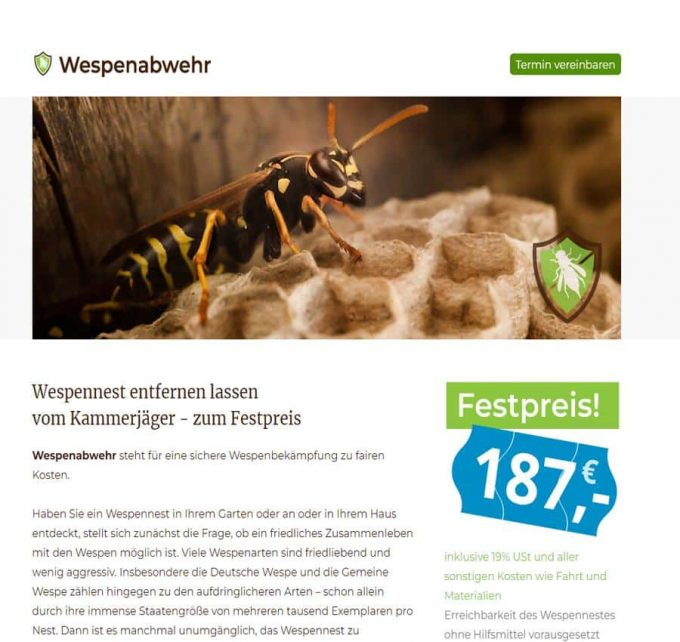 Wespenabwehr.de &#8211; Wespennest fachgerecht entfernen lassen