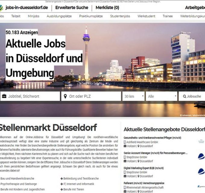 Jobs aus Düsseldorf finden Sie unter jobs-in-duesseldorf.de