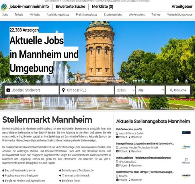 Aktuelle Jobangebote aus Mannheim